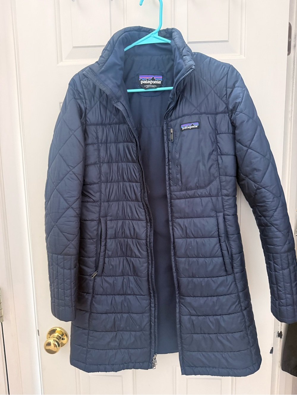 Patagonia Women’s Quilted Long Jacket — Navy Radalie insulated parka